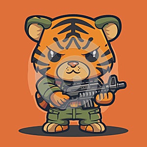 Game Hero Character Style Adorable Tiger Vector Artwork