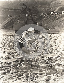 A game of horseshoe on the beach