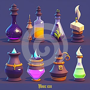 game icon different types of enchanted potions
