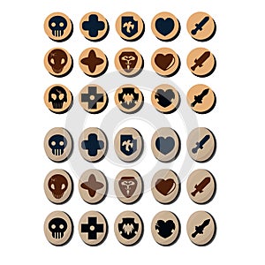 Game icons. Damage, defense, attack, heal, hit points