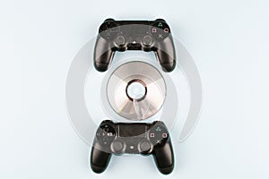 Game joystick. game console. on a white background top view. The new Sony Dualshock 4 with PlayStation 4. The eighth generation photo