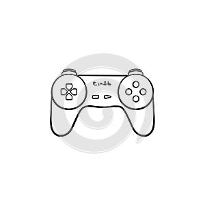 Game joystick hand drawn outline doodle icon.