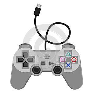 Game joystick from a PlayStation on a white. photo