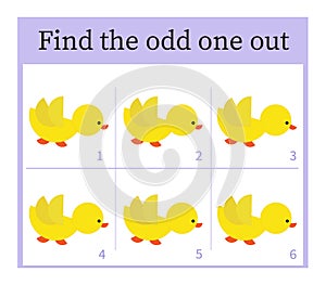 Game for kids. Task for development of attention and logic. Cartoon duck