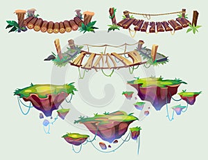 Game level platforms and rope bridges set