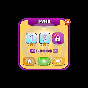 Game levels ui vector elements