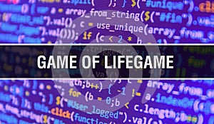 Game of LifeGame  concept illustration using code for developing programs and app. Game of LifeGame  website code with colorful