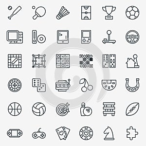 Game line icons vector set