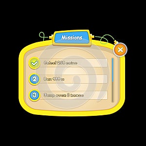 Game mission ui vector elements design
