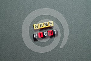 Game night - word concept on cubes, text