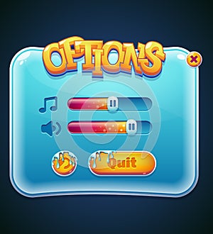 Game options select window for computer app