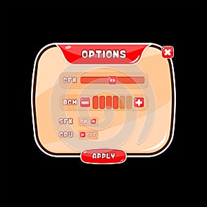 Game options ui kits vector design