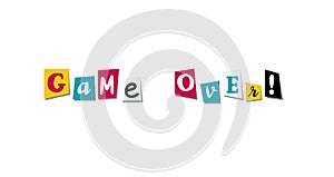 Game over colorful cut newspaper symbols design