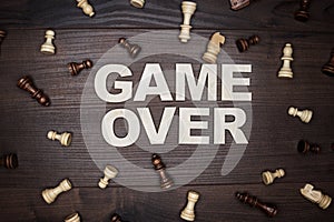 Game over concept on wooden background