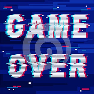 Game Over Glitch Text Distorted