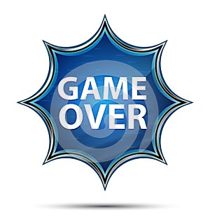 Game Over magical glassy sunburst blue button