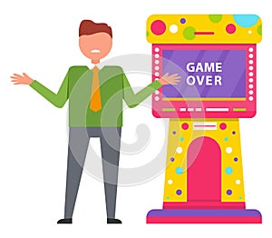Game Over, Retro Arcade Game Machine Vector Image