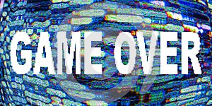 Game over message end signal pixel static noise