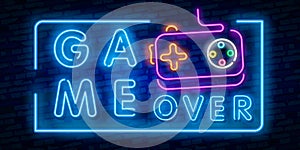 Game Over Neon Text Vector. Game Over neon sign, Gaming design template, modern trend design, night neon signboard, night bright