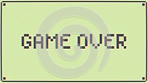 Game Over Retro Pixel Art Style Message on Old School Arcade Machine. 4K Animation Background.