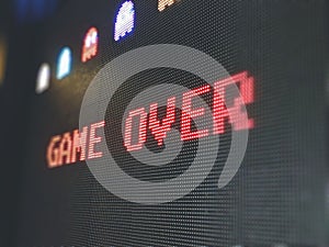 Game over screen on a pixel LED board