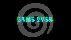 Game over text with bad signal. Glitch effect