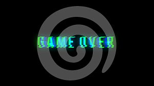 Game over text with bad signal. Glitch effect