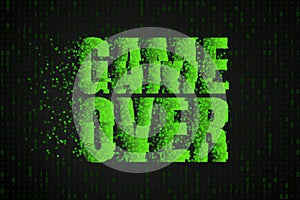 Game Over. The text on the video game screen. Gaming vector illustration.