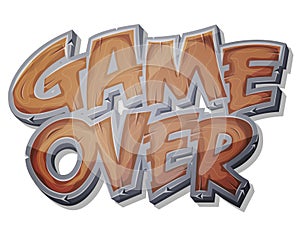 Game Over Wooden Icon For Ui Game