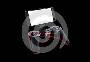 Game pad with smartphone attached. future of game contest