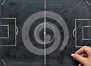 Soccer game plan on a blackboard photo