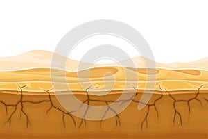 Game Platform with Dry Desert and Cracky Ground Vector Illustration