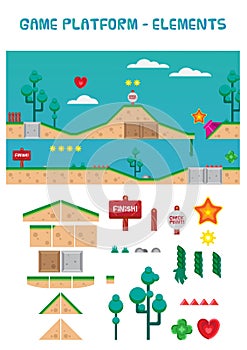GAME PLATFORM ELEMENTS VECTOR SET