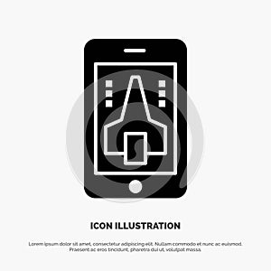Game, Playing, Mobile, Smartphone Solid Black Glyph Icon