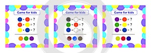 Game for preschool kids. rebus for children. find the right answer. color mixing.