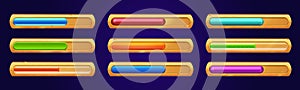 Game progress bars, cartoon vector ui elements set