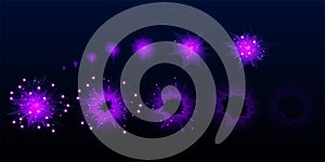 Game purple fireworks explode effect burst sprites