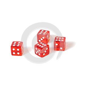 Game red dices isolated white with max result.