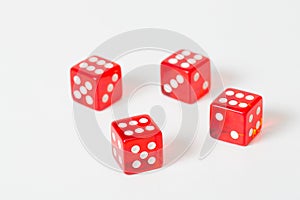 Game red dices isolated white with max result