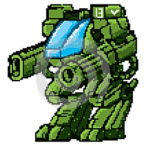 Game robot soldier character. Vector illustration decorative design
