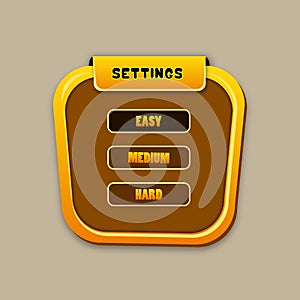 Game settings ui vector elements