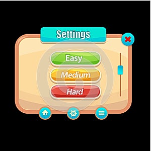 Game settings ui vector elements design