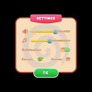 Game settings ui vector elements design