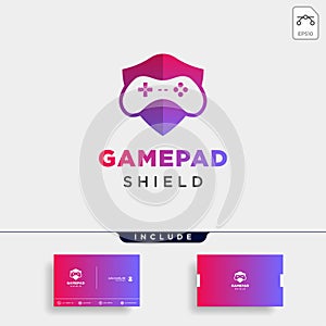 Game shield logo design template vector illustration icon element
