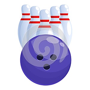 Game skittles icon cartoon vector. Bowling sport