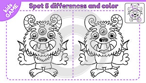 Game spot differences and color cartoon monster-2