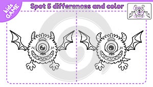 Game spot differences and color cartoon monster-3