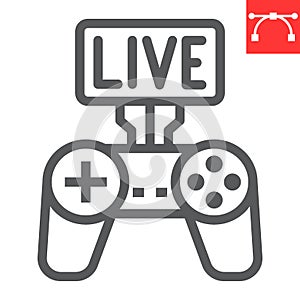 Game streaming line icon, video games and stream, live stream sign vector graphics, editable stroke linear icon, eps 10.