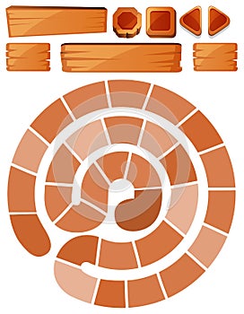 Game template with spiral and wooden signs