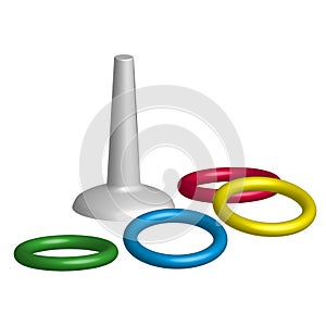 Game throwing rings toys in 3D photo